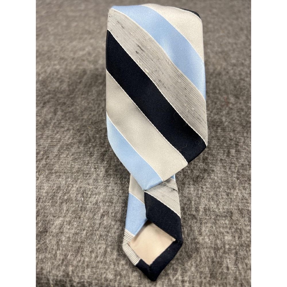 Don Loper Tie Mens One Size Blue Gray Navy Striped Polyester Woven Necktie